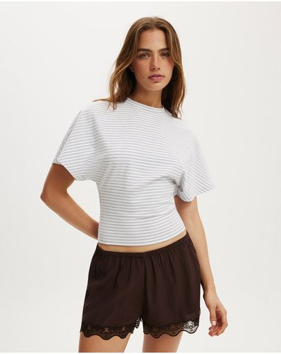 MADI STRIPE GREY MARLE  WHITE