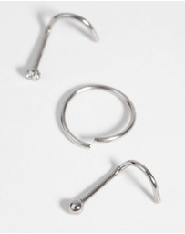 Lovisa - Surgical Steel Nose Stud & Ring Pack with Diamantes