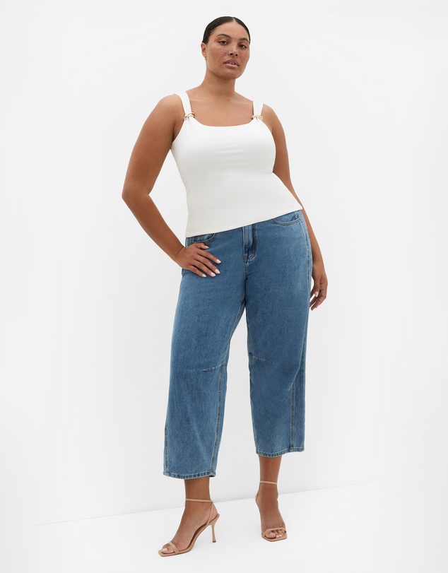 City Chic - Plus size Arami Strap Detail Top - ivory