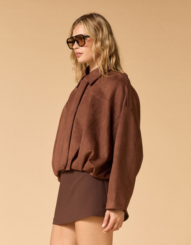MVN - Faux Suede Bomber Jacket