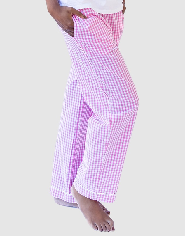 Sant And Abel - Women's Hepburn Gingham Pink Long PJ Pants