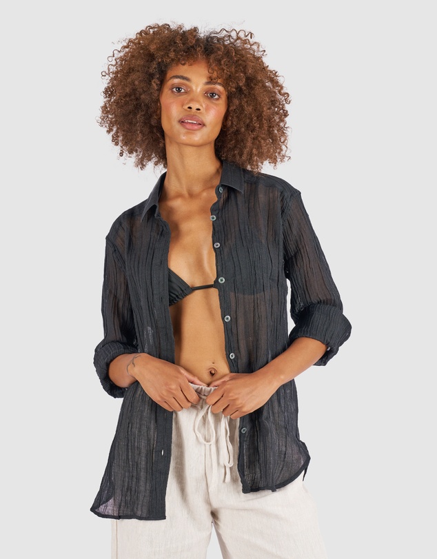 CAMIXA - Crinkle Oversized Linen Shirt