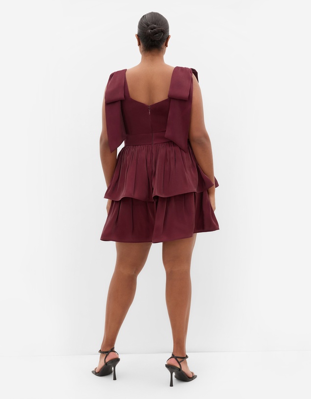 City Chic - Plus size Betty Bow Mini Dress - dark cherry