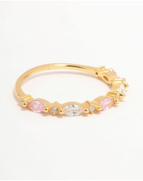 Lovisa - Gold Plated Sterling Silver Alternating Marquise Round Cubic Zirconia Ring