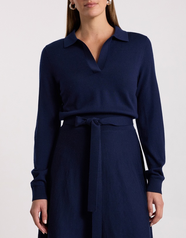 David Lawrence - Indira Merino Knit Polo Dress