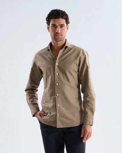 3 Wise Men - 3 Wise Men Shadow Brown Linen Shirt
