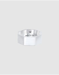 Kuzzoi - ICONIC EXCLUSIVE - Ring Mens Band Octagon Hexagon in 925 Sterling Silver