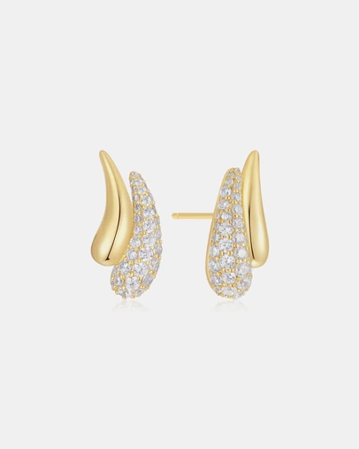 Ania Haie - Gold Pave & Polished Teardrop Duet Stud Earrings