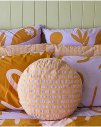 Mosey Me - Kumquat Bloom Seersucker Round Cushion