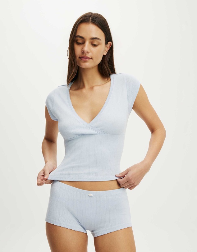 Cotton On Body - Dreamy Soft Pointelle Cross Over Tee