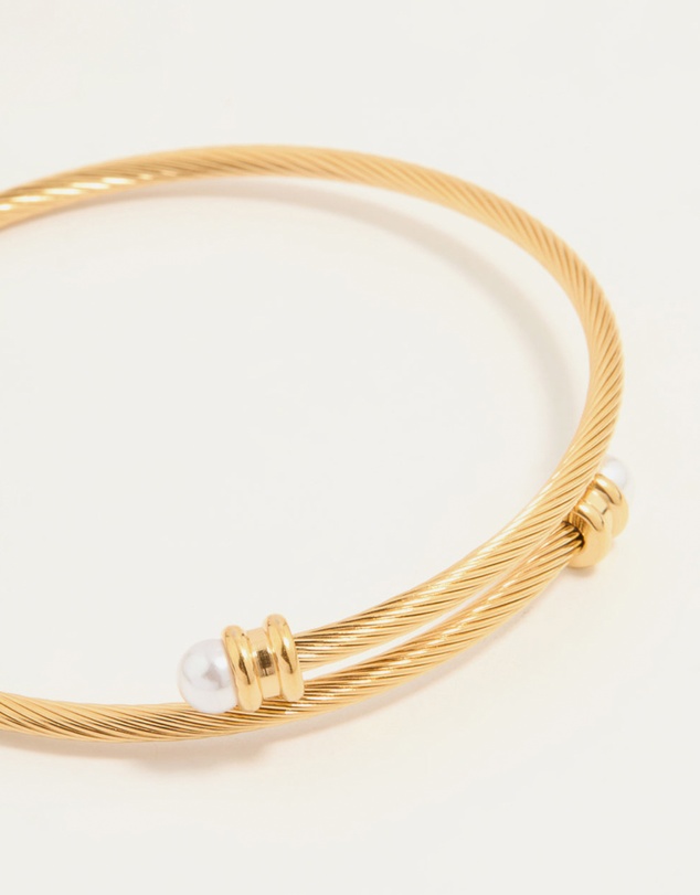 Lovisa - Waterproof Gold Plated Stainless Steel Pearl Twisted Bangle