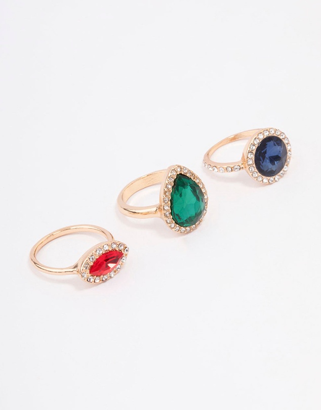 Lovisa - Gold Mixed Shape Halo Cocktail Ring