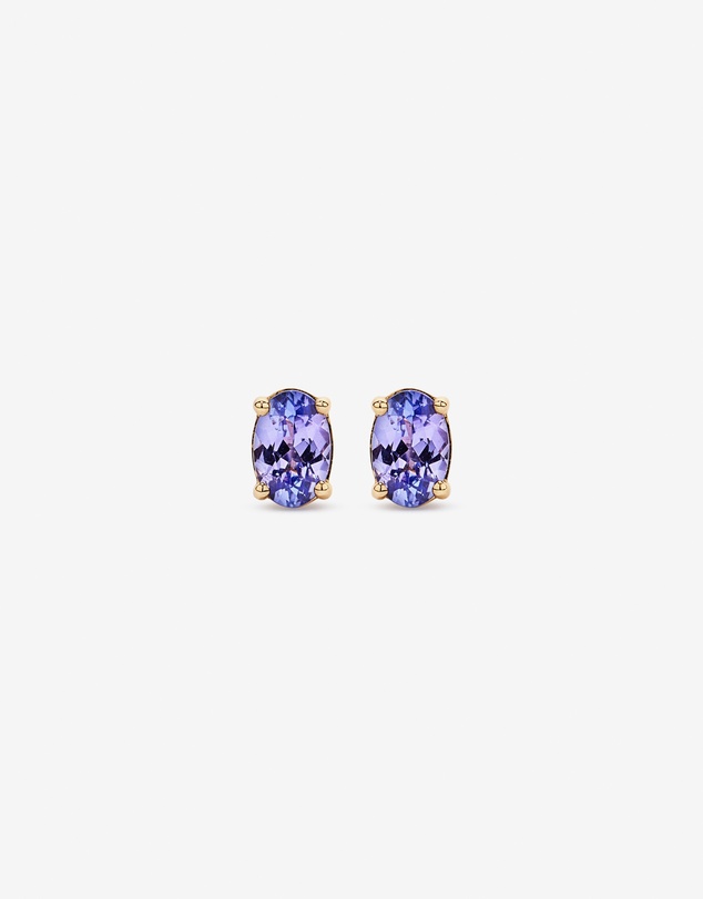 Michael Hill - Tanzanite Solitaire Stud Earrings in 10kt Yellow Gold