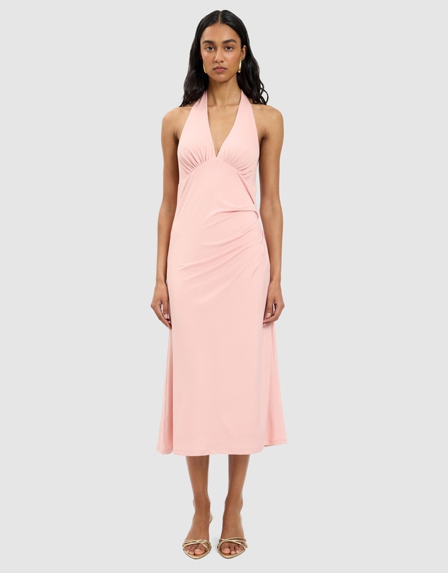 With Harper Lu - Pleated Backless Halter Dress