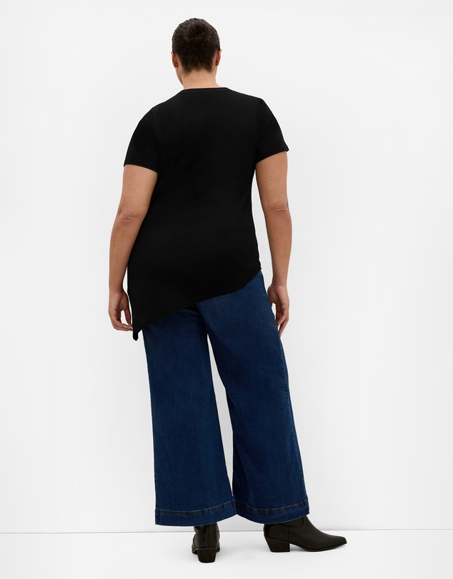 City Chic - Plus size Angled Hem Cotton Tee - black