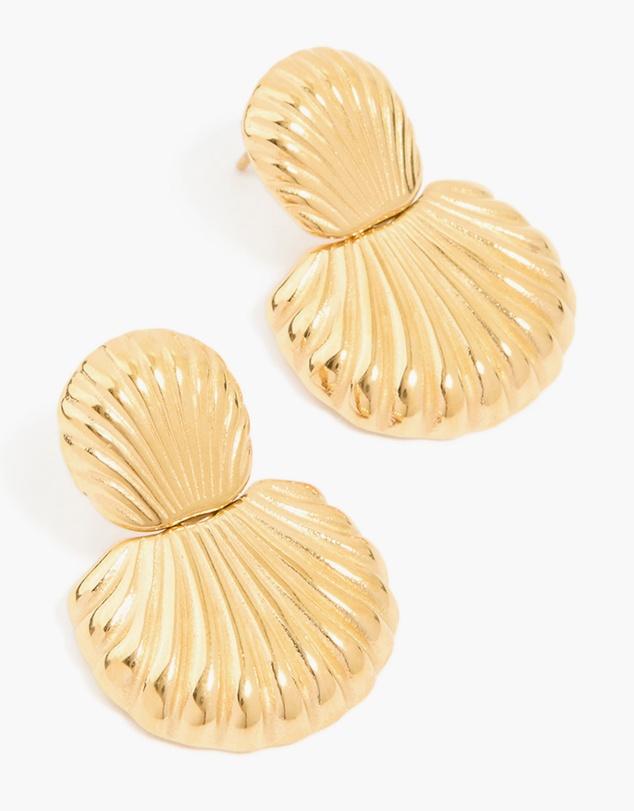 Lovisa - Waterproof Gold Plated Stainless Steel Double Shell Stud Drop Earrings
