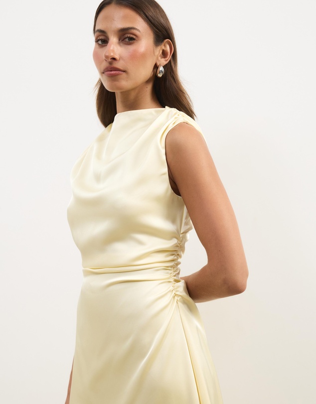 Atmos&Here - Quinn Satin Midi Dress With Lace Trim