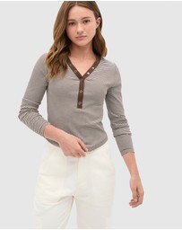 Seed Heritage - Placket Rib Stripe Tee - Teen