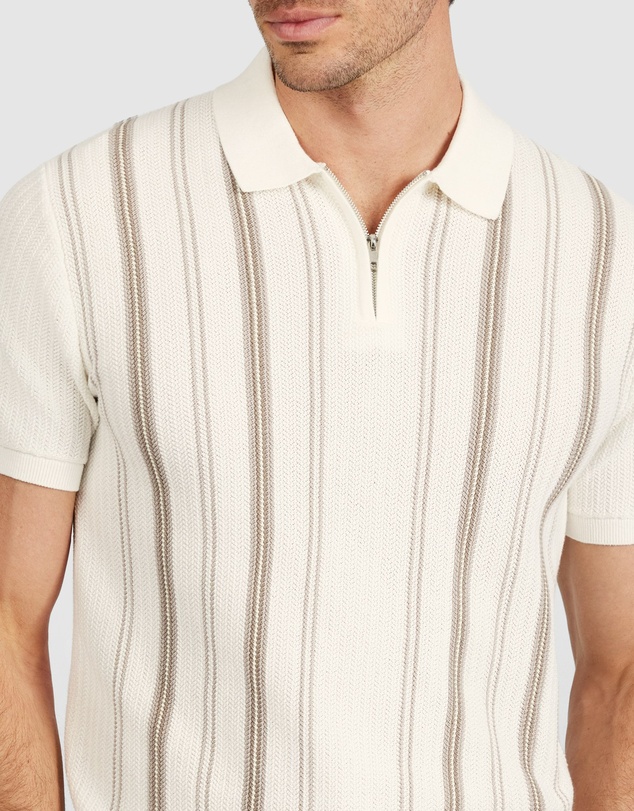 Tarocash - Rune Stripe Zip Knit Polo