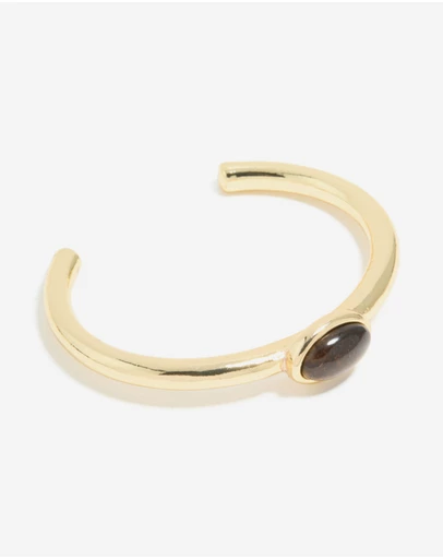 Lovisa - Waterproof Gold Plated Stainless Steel Tigers Eye Semi Precious Stone Open Wrist Cuff