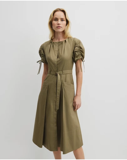 Country Road - Gathered Sleeve Midi Dress