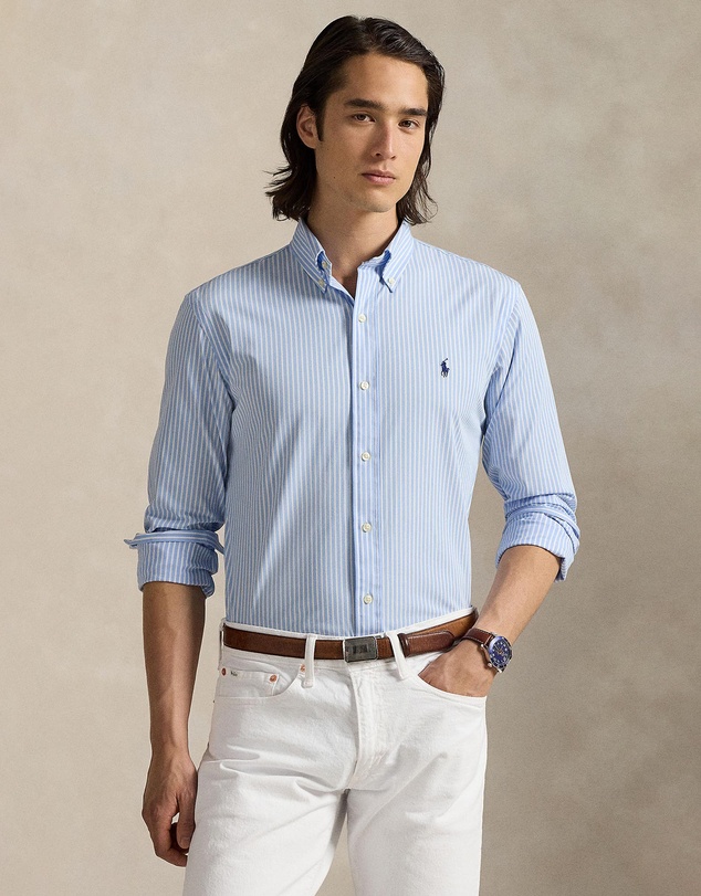 Polo Ralph Lauren - Custom Fit Striped Stretch Poplin Shirt - ICONIC EXCLUSIVE