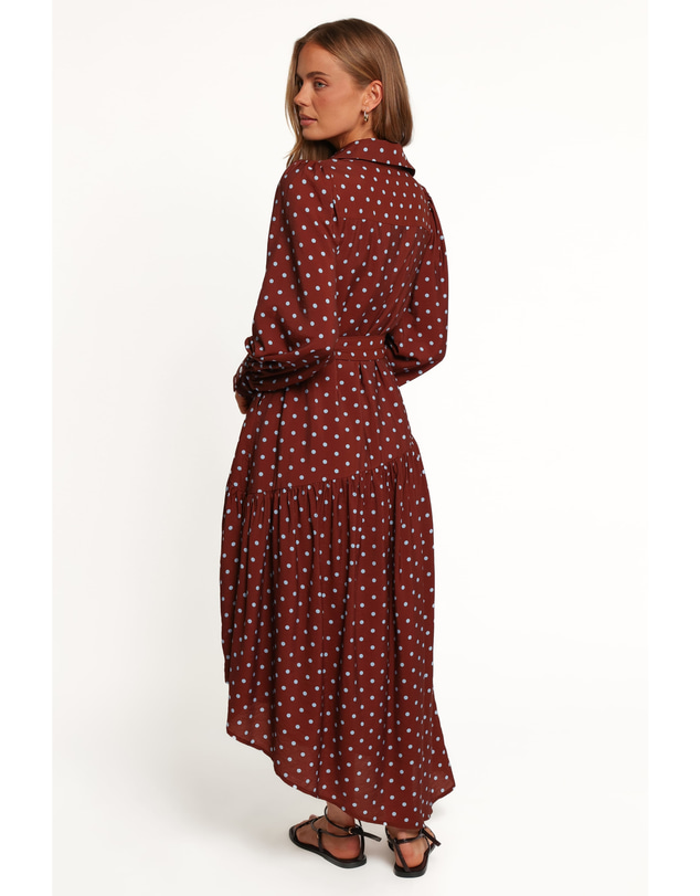 Petal & Pup - Graylen Midi Dress - Brown/Blue Spot