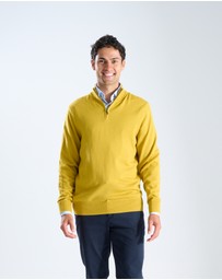3 Wise Men - 3 Wise Men Harvey Zip Neck Merino Knit - Mustard