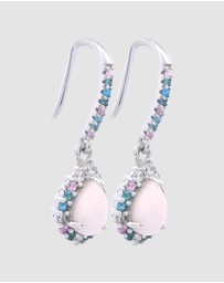 Georgini - GEORGINI WISTERIA CREATED OPAL FLORIBUNDA SHEPHERD HOOK EARRINGS SILVER