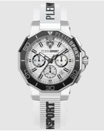 Plein Sport - PLEIN TITAN Watch 46mm White Silver Dial and White Silicone Strap