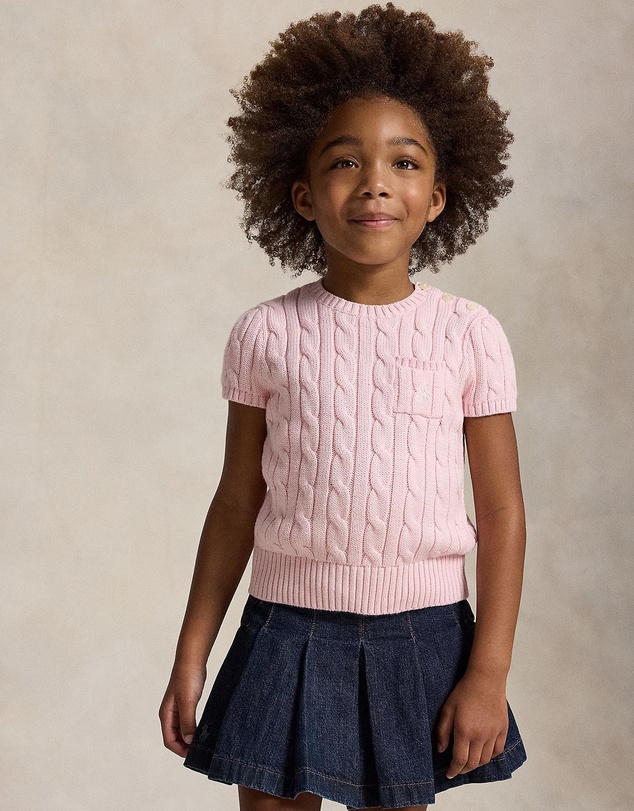 Polo Ralph Lauren - Cable-Knit Cotton Short-Sleeve Sweater - Babies-Kids