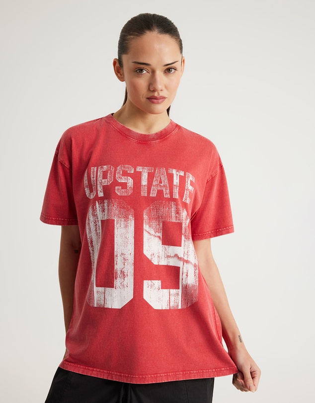 Upstate - Thrive T-Shirt - Crimson Sport/Snow Wash