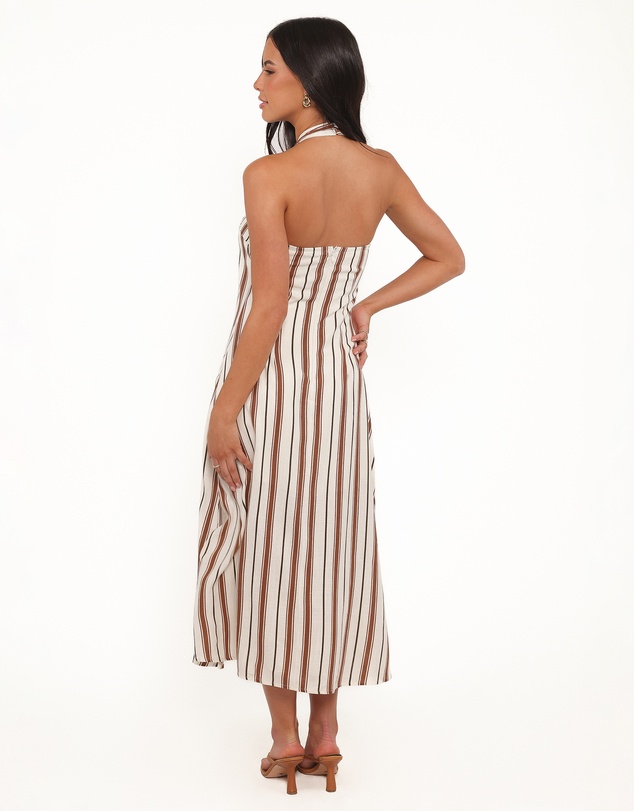 Petal & Pup - Katherine Midi Dress - Brown Stripe