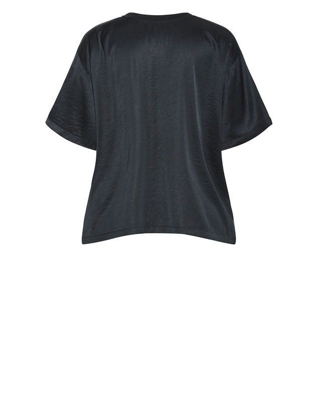 City Chic - Plus size Satin Crew Neck Tee - black