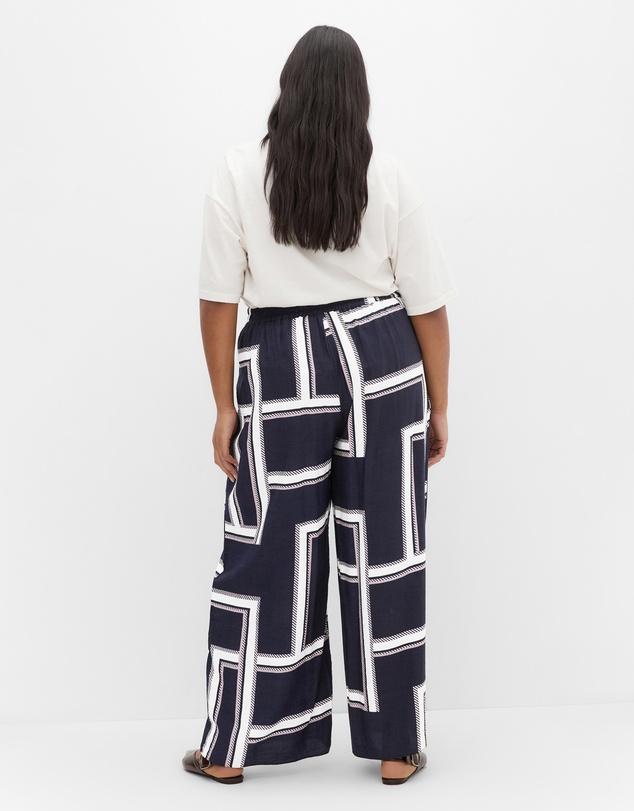 City Chic - Plus size Hallie Print Wide Leg Pant - navy
