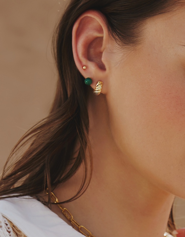Ania Haie - Ania Haie Gold Malachite Sphere Stud Earrings
