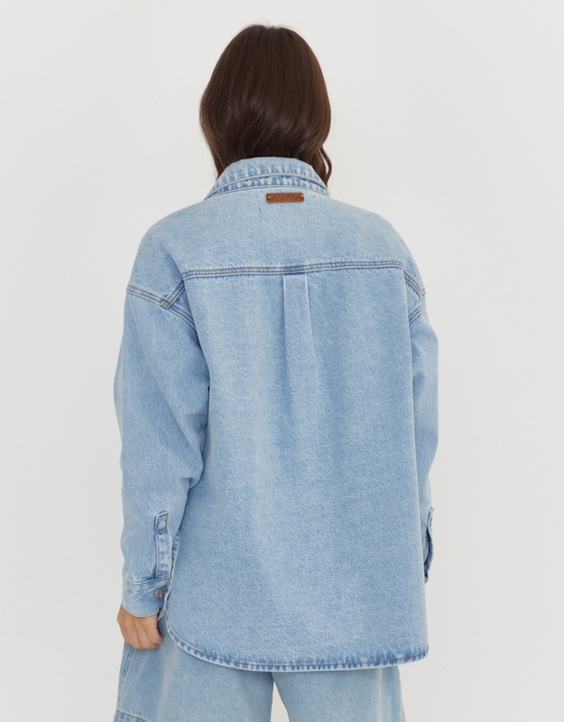 ALEXANDRA - Basen Shacket Light Blue Denim