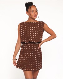 Petal & Pup - Kimberly Mini Dress - Brown Polka Dot