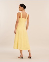 AERE - Pasey Linen Seamed Detail Midi Dress