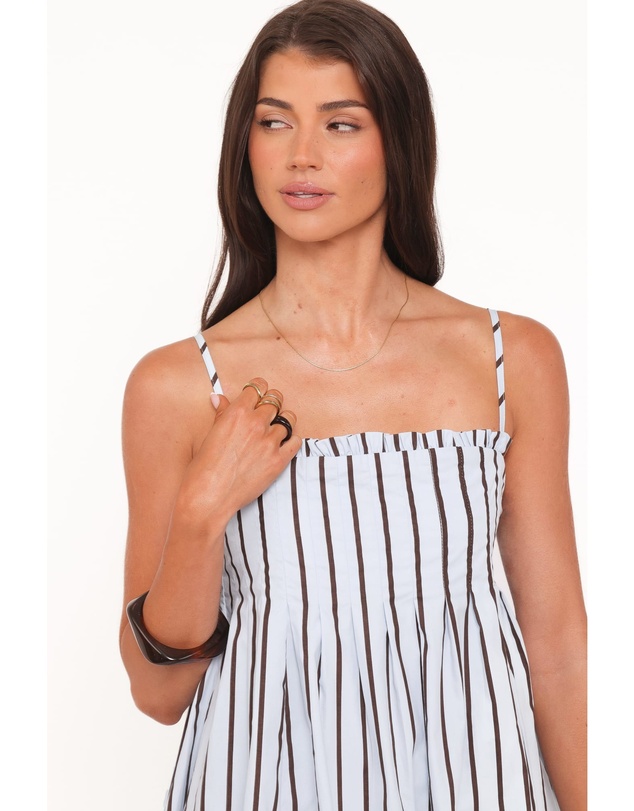 Petal & Pup - Cole Mini Dress - Blue/Brown Stripe