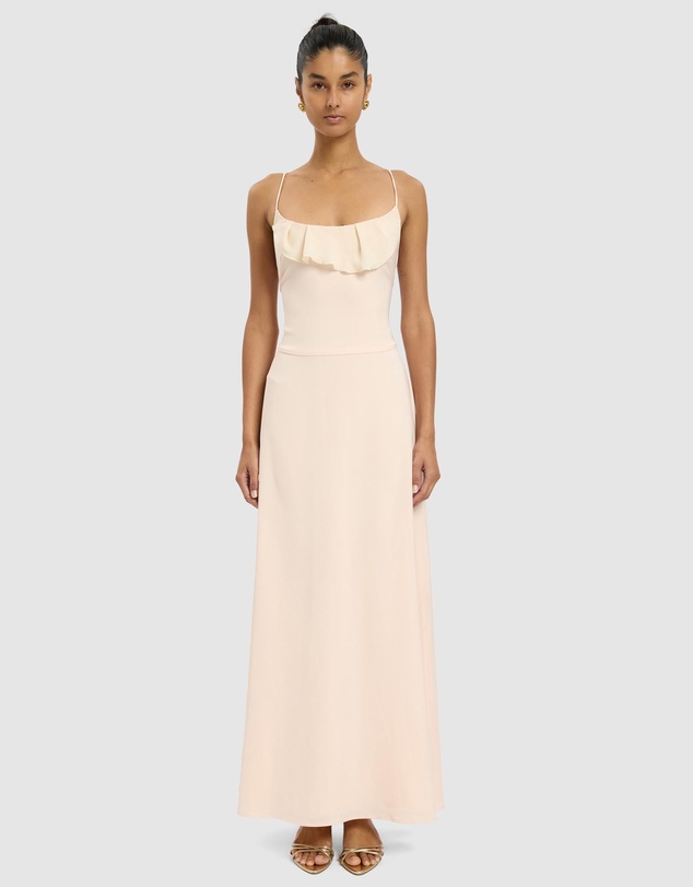 With Harper Lu - Frill Backless Maxi Dress