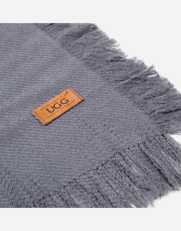 Ozwear Connection Uggs - Ugg Fringed Check Wool Scarf Grey