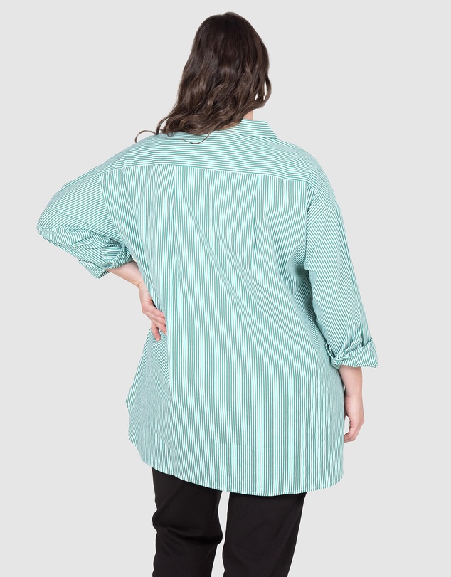 Love Your Wardrobe - Leah Stripe Curved Hem Over Shirt