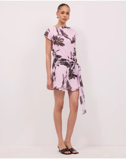 Calli - Lola Floral Print Wrap Detail Mini Dress