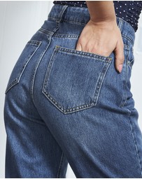 Sosandar - Denim Relaxed Fit Turn Up Jeans