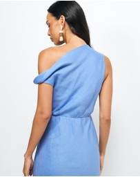 AERE - Fia Linen Draped Off Shoulder Maxi Dress
