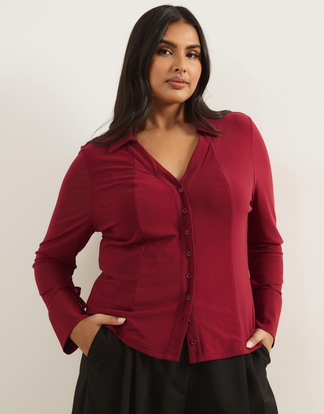 Atmos&Here Curvy - Willa Long Sleeve Mesh Shirt