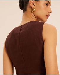 AERE - Linen Asymmetric Crew Neck Vest