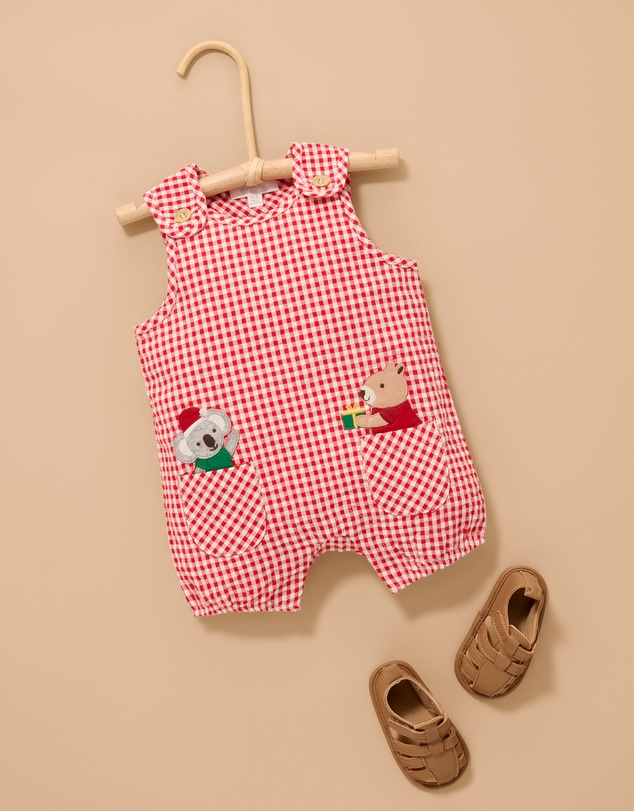 Purebaby - Gingham Romper-Kids-Babies