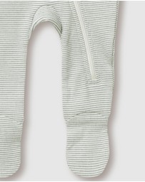 Wilson & Frenchy - Organic Stripe Rib Zipsuit with Feet - Babies